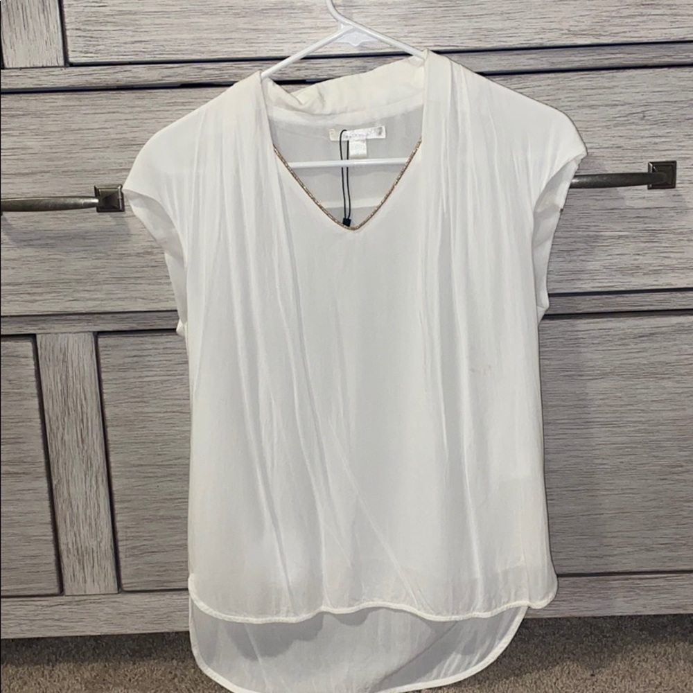 Dressy boutique top with gold trim